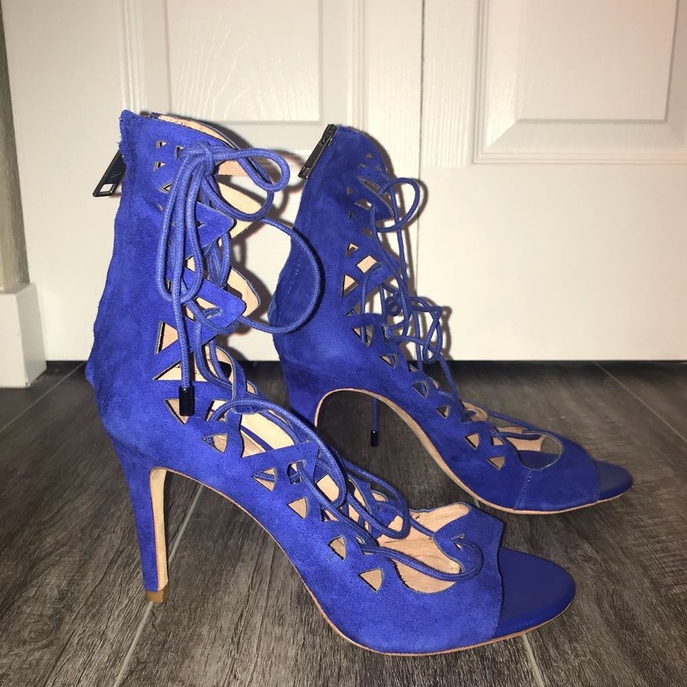 Joie Quinn Blue Lace Up Heels Sandals